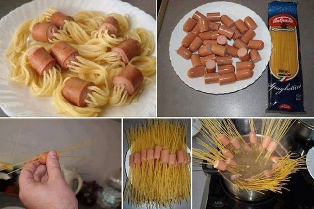 Špageti hrenovke